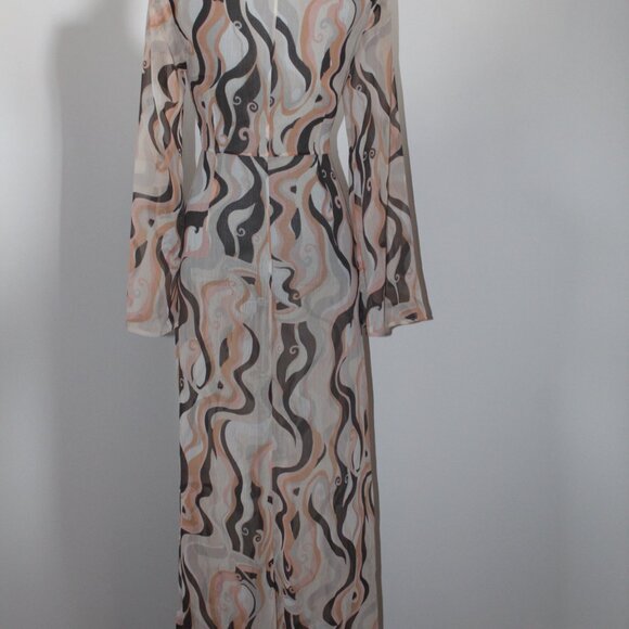 NWT Cinq à Sept Canyon Swirl Talita Cover Up Tie Front Natural Multi Dress - Picture 7 of 9